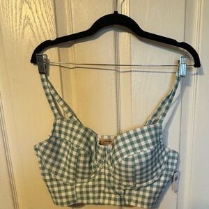 Old Navy Green Checkered Swim Crop Top